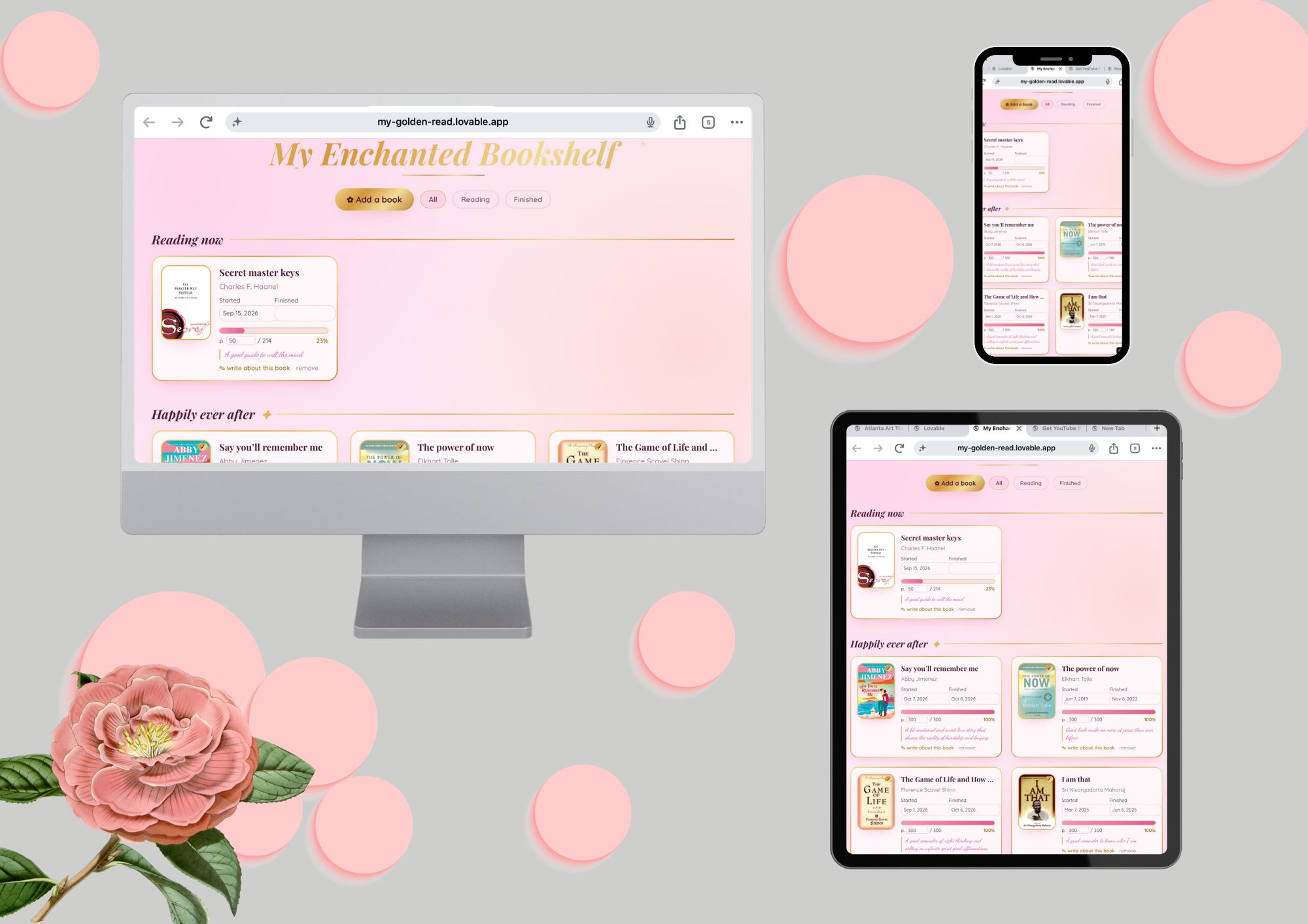 My Enchanted Bookshelf App Interface