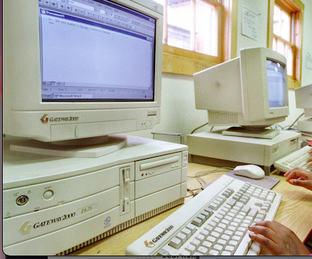 Young Bella learning computers